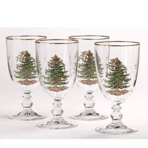 Spode Christmas Tree Pedestal Glass, Set of 4