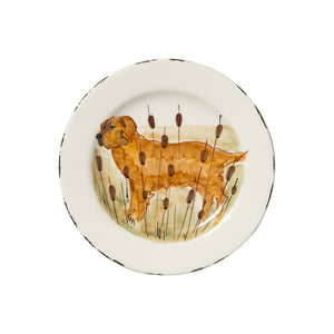 Vietri Wildlife Salad Plate, Hunting Dog