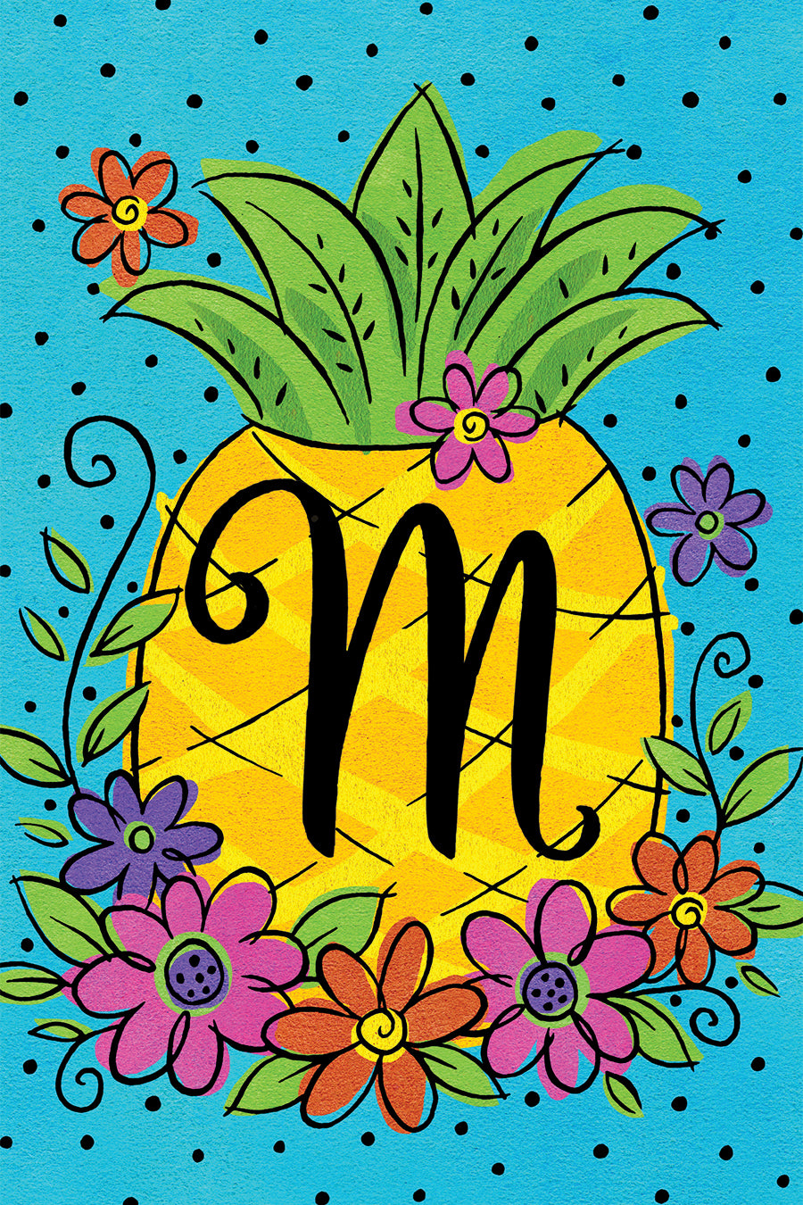CD Pineapple Flowers Mini Flag M