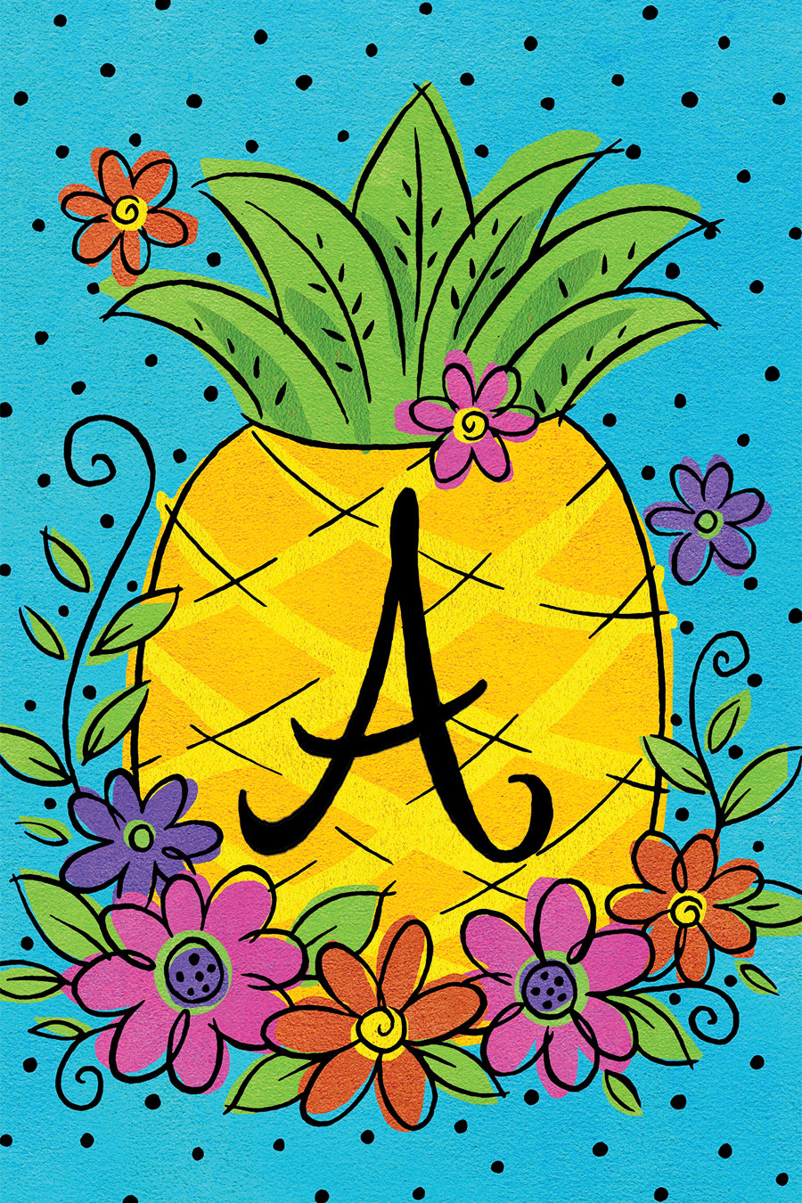 CD Pineapple Flowers Mini Flag A
