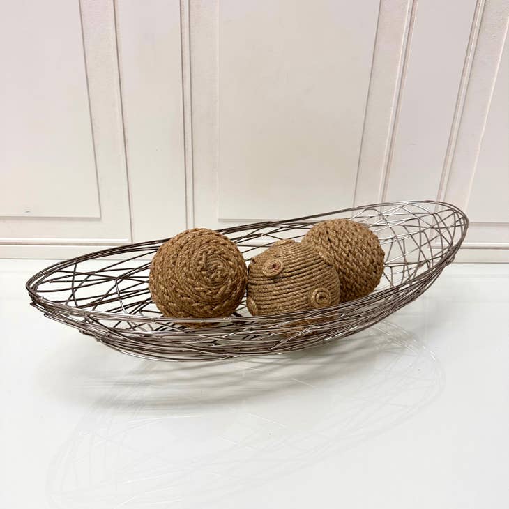 IHI Silver Oval Metal/Wire Basket