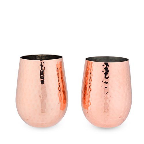 TB Hammed Copper Wine Glass Pair