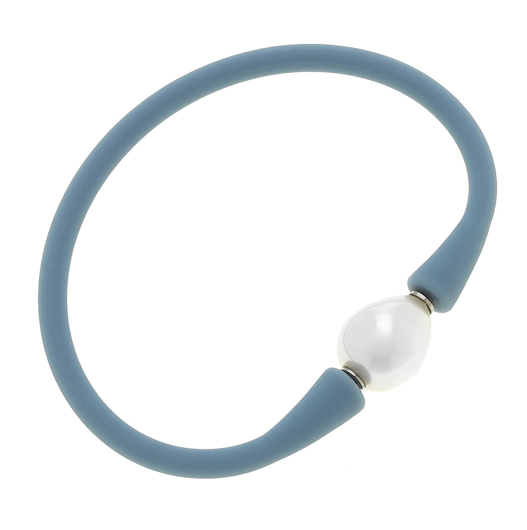 Silicone & Pearl Bracelet, Grey