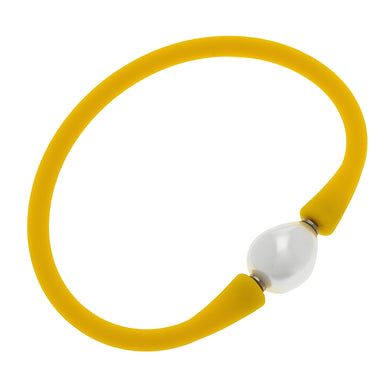 Silicone & Pearl Bracelet, Yellow