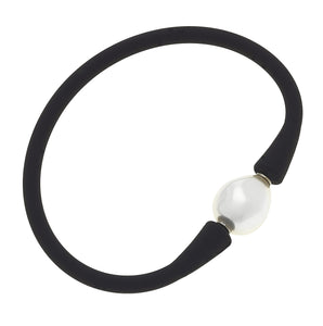 Silicone & Pearl Bracelet, Black