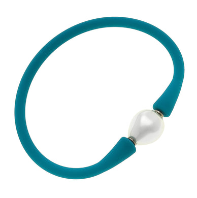Silicone & Pearl Bracelet, Teal