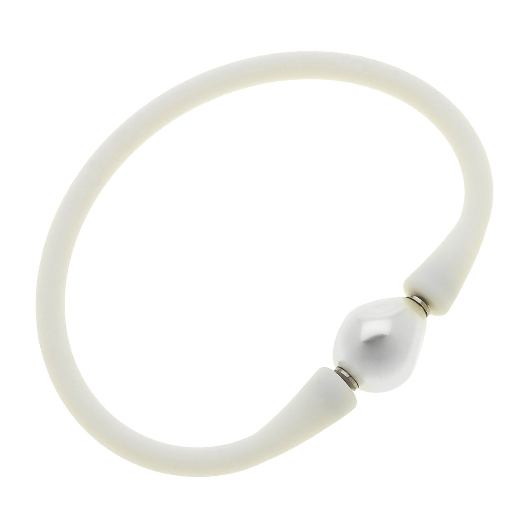 Silicone & Pearl Bracelet, White