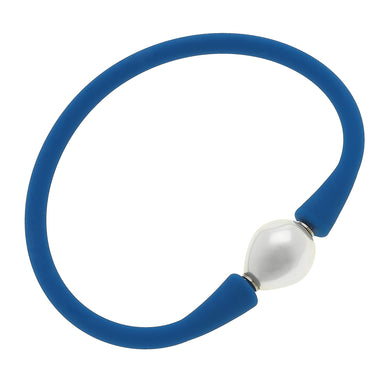 Silicone & Pearl Bracelet, Blue