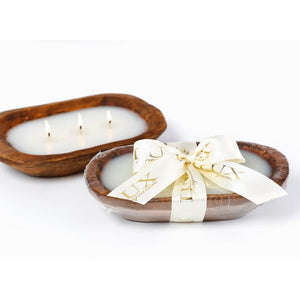 Lux 3 wick Dough Bowl Candle, White Christmas