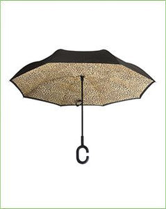 Topsy Turvy Leopard Reverse Umbrella