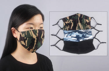 Filter Fabric Mask, Camo & Black (Use Drop Down Menu For Color Choices)