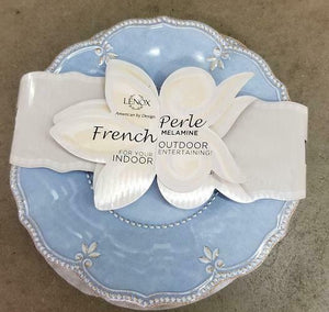 French Perle Blue Melamine Accent Plate, set of 4