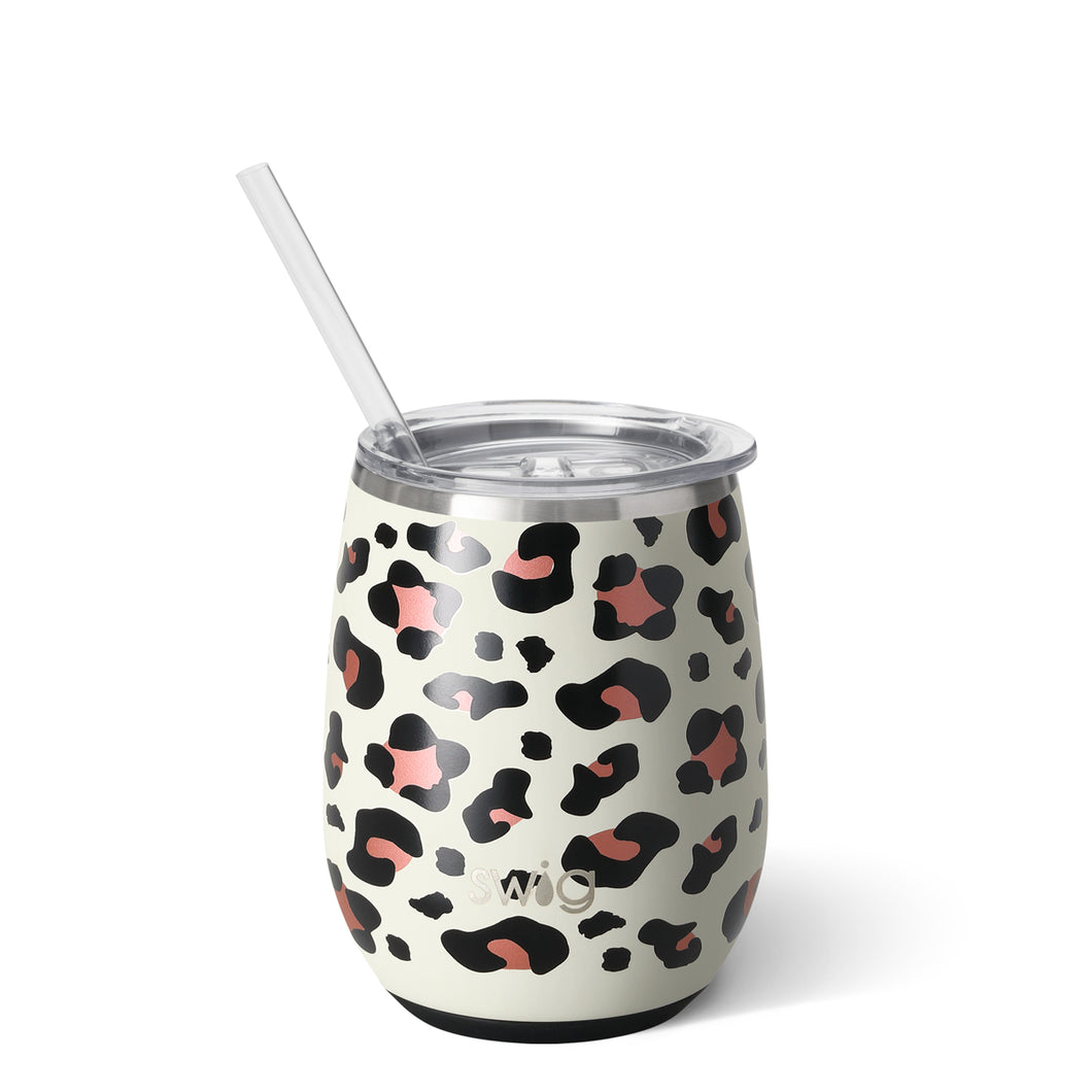 Swig Stemless Wine Cup Luxy Leopard 14 oz