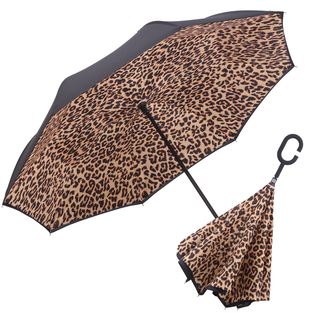 GG Raincaper Leopard Print Reverse Umbrella
