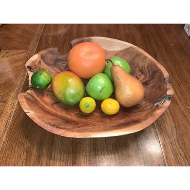 Tuckahoe Live Edge Wooden Root Bowls - Teak - Hand Carved